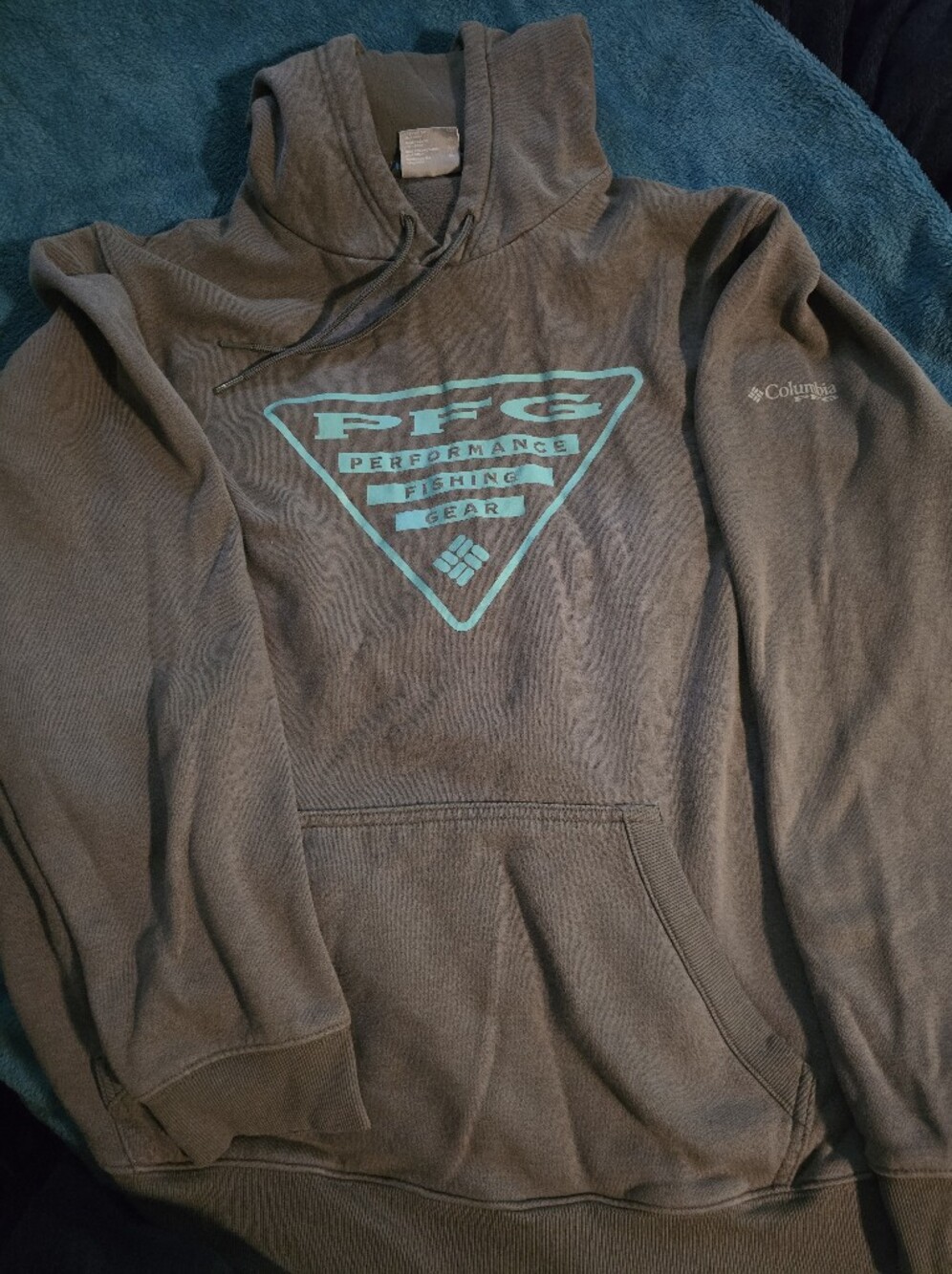 Columbia Gray Hoodie with Light Blue PFG Logo
